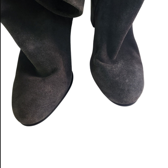 Sam Edelman Caprise Gray Suede Pull On Heeled Knee High Boots Size 8.5M - Picture 9 of 13